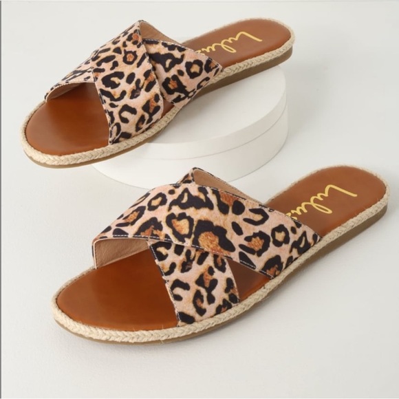 Lulu’s Koren Leopard Espadrille Slide On Sandals Size 8 - Picture 3 of 13